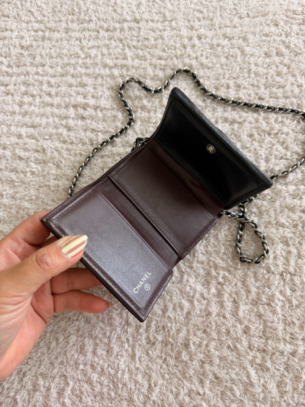 CHANEL Black Quilted Mini Wallet-on-Chain with Silver Hardware - Picture 3 of 7